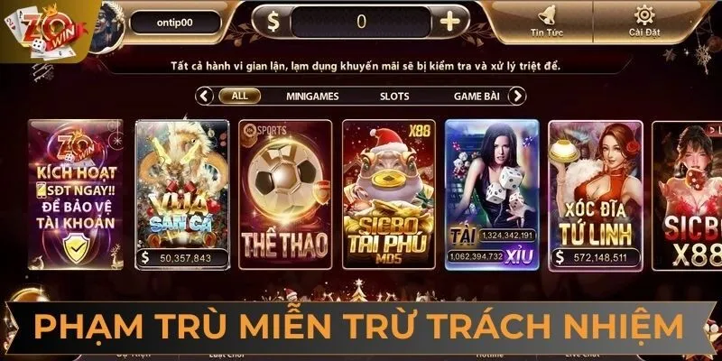 Giới hạn miễn trừ trách nhiệm ZOWIN